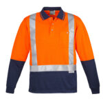 Mens Hi Vis Spliced Shoulder Taped Long Sleeve Polo
