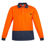 Mens Hi Vis Comfort Back Long Sleeve Polo