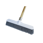 Soft Grey Flagged Poly Fill Broom with Wooden Handle & Thread