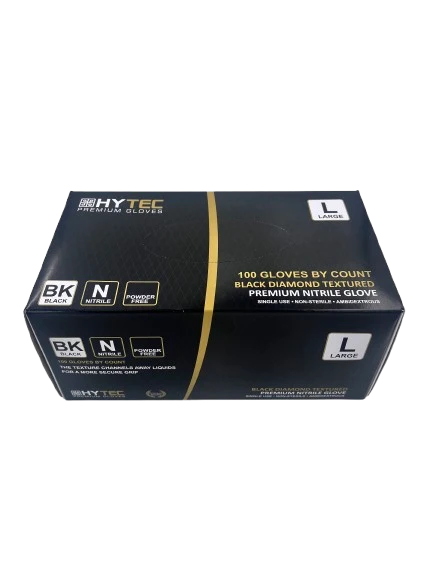 Hytec Premium Black Textured Nitrile Powder Free Glove 100pack